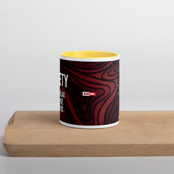 ILLTOCHILL Anxiety awareness gift Mug with Color Inside – Lifestyle Front