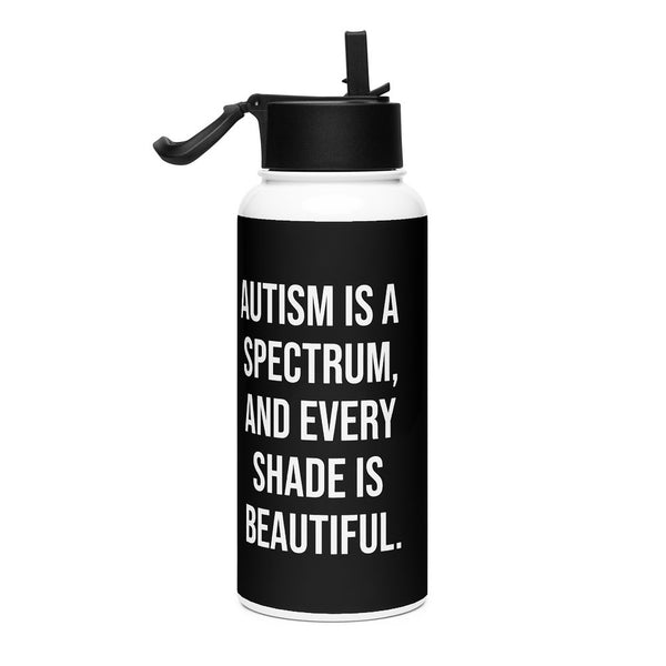 ILLTOCHILL Autism awareness neurodiversity gift Stainless steel water bottle with a straw lid – Flat Right
