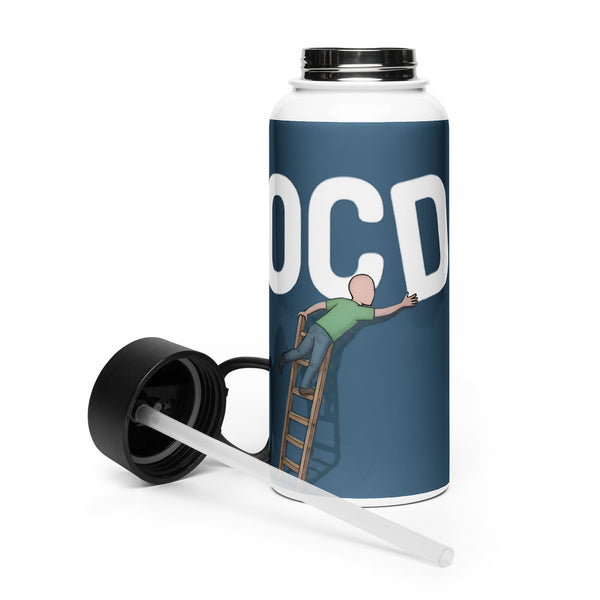 ILLTOCHILL OCD awareness gift Stainless steel water bottle with a straw lid – Flat 2 Left