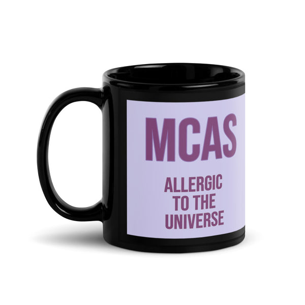 ILLTOCHILL MCAS awareness Mast cell activation syndrome gift Black Glossy Mug – Flat Handle on Left
