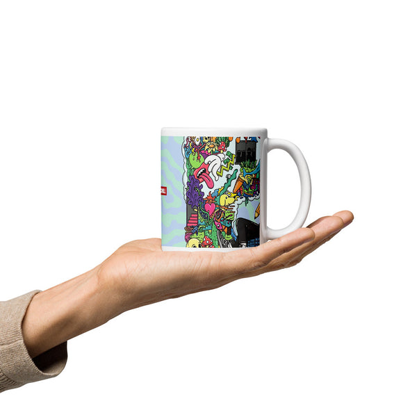 ILLTOCHILL Adhd Attention deficit awareness gift White glossy mug – Lifestyle 2, Premium Handle on Right