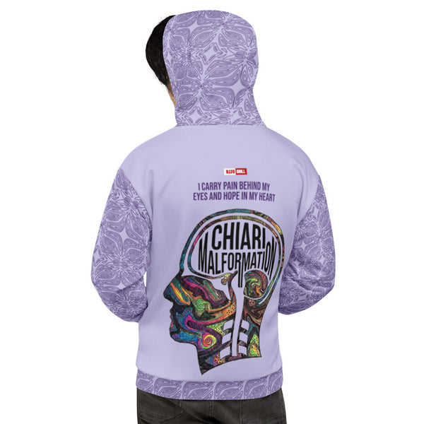 ILLTOCHILL CM Chiari Malformation awareness gift heavyweight unisex hoodie – Men's Back (White)