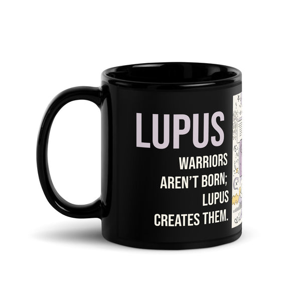ILLTOCHILL Lupus awareness gift Black Glossy Mug – Flat Handle on Left