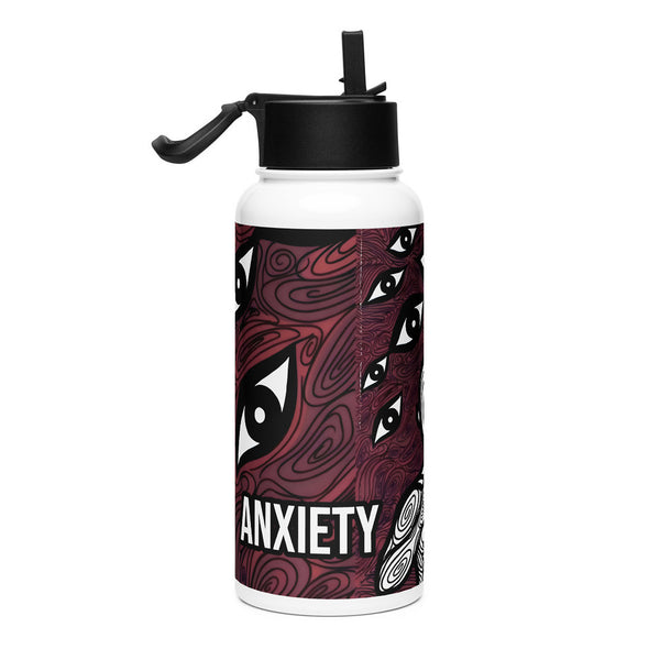 ILLTOCHILL Anxiety awareness gift Stainless steel water bottle with a straw lid – Flat Right