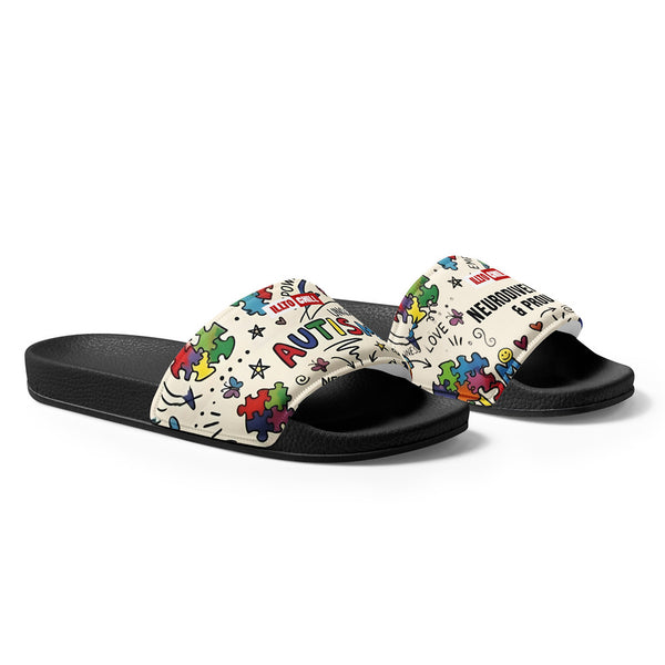 ILLTOCHILL Autism Awareness Men's Slides – Flat Right Front (Autism Awareness Men's Slides)