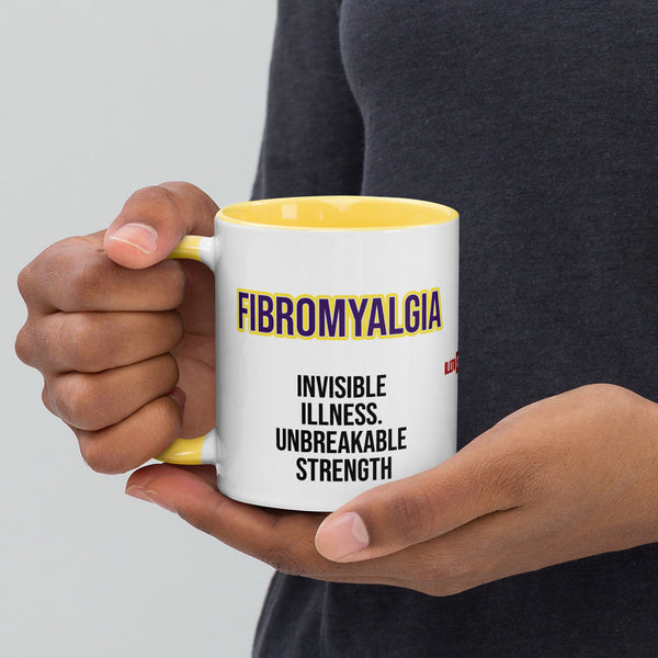 ILLTOCHILL Fibromyalgia awareness fibro gift Mug with Color Inside – Lifestyle 3 Left