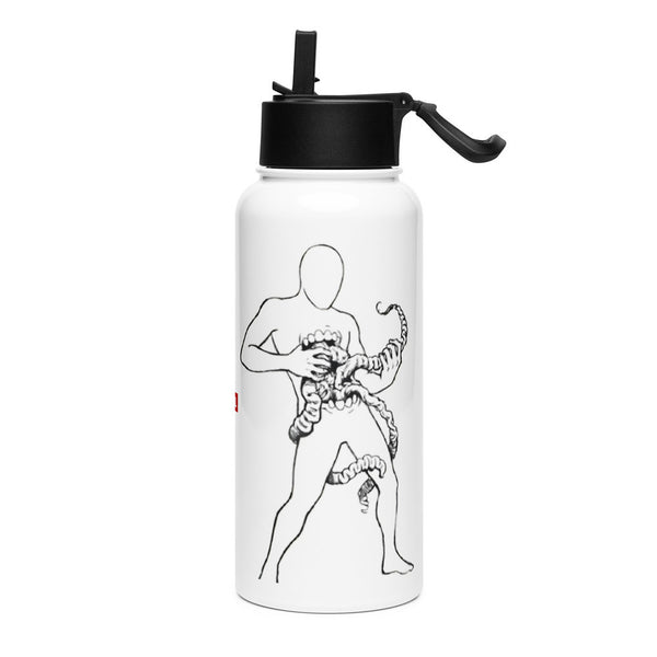 ILLTOCHILL Crohn's disease awareness gift Stainless steel water bottle with a straw lid – Flat Left