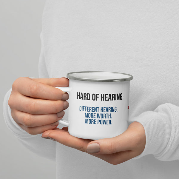 ILLTOCHILL Hard of hearing support gift for hearing impaired Enamel Mug – Lifestyle 7 Left