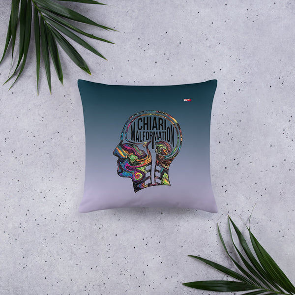 ILLTOCHILL CM Chiari Malformation awareness gift Pillow – Flat Lifestyle Front (Black)