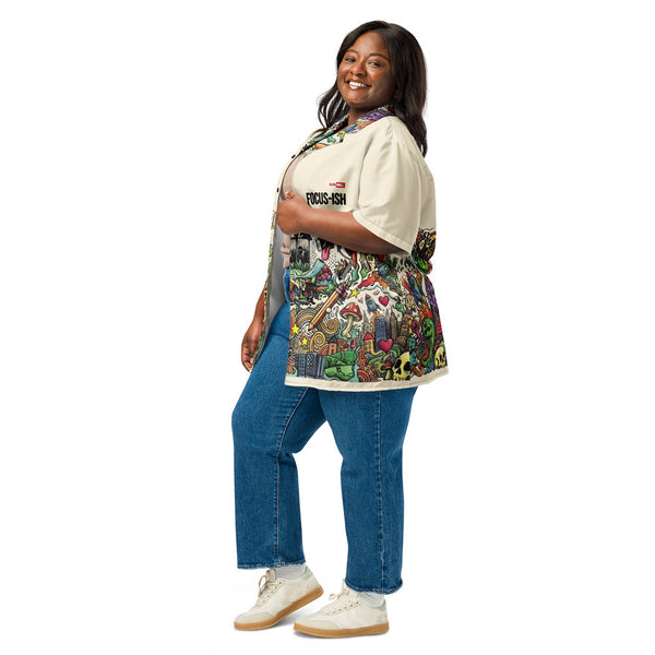 ILLTOCHILL Adhd Attention deficit awareness Unisex button shirt – Women's 3 Left (Black)