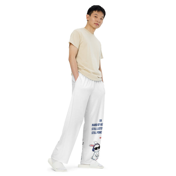 ILLTOCHILL Hard of Hearing Awareness Pants – Men's Right Front (White)
