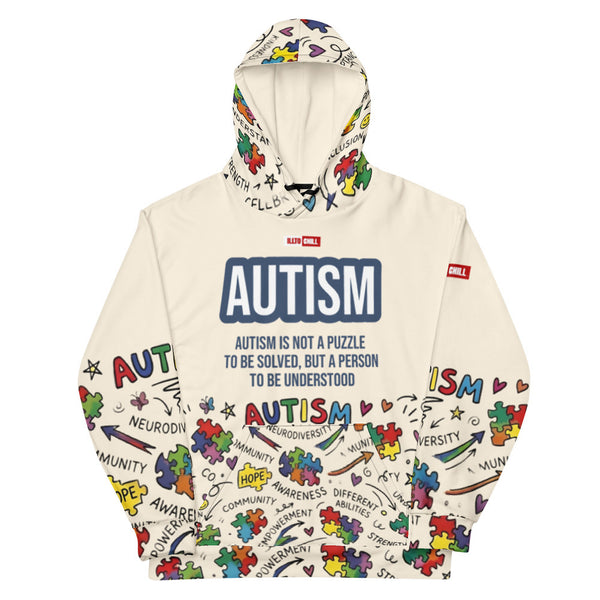 ILLTOCHILL Autism awareness neurodiversity gift All-over print heavyweight Unisex Hoodie – Flat Front (Black)