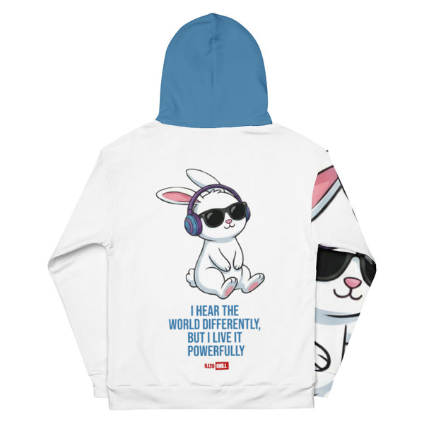 ILLTOCHILL Hard of hearing support gift for hearing impaired Unisex cotton hoodie – Flat Back (White)