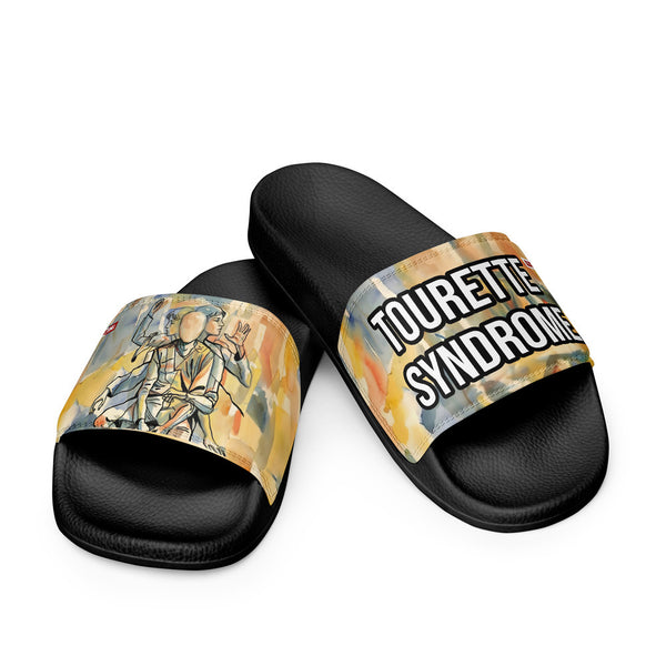 ILLTOCHILL Tourette's Syndrome Awareness Men's Slides – Flat 3 Front (Tourette's Syndrome Awareness Men's Slides)