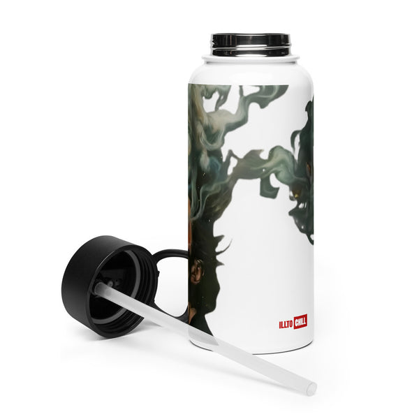 ILLTOCHILL Asthma awareness gift Stainless steel water bottle with a straw lid – Flat 2 Left