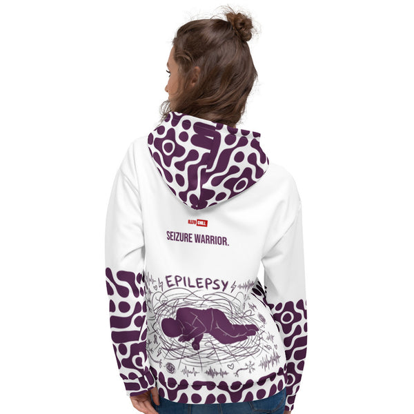 ILLTOCHILL Epilepsy awareness and support gift heavyweight Unisex Hoodie – Women's Back (White)