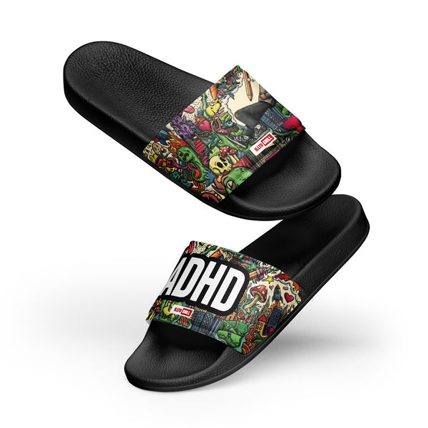 ILLTOCHILL ADHD Awareness Men's Slides – Flat 5 Front (Adhd Awareness Men's Slides)