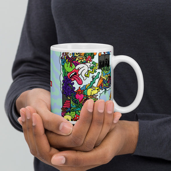 ILLTOCHILL Adhd Attention deficit awareness gift White glossy mug – Lifestyle 2 Handle on Right