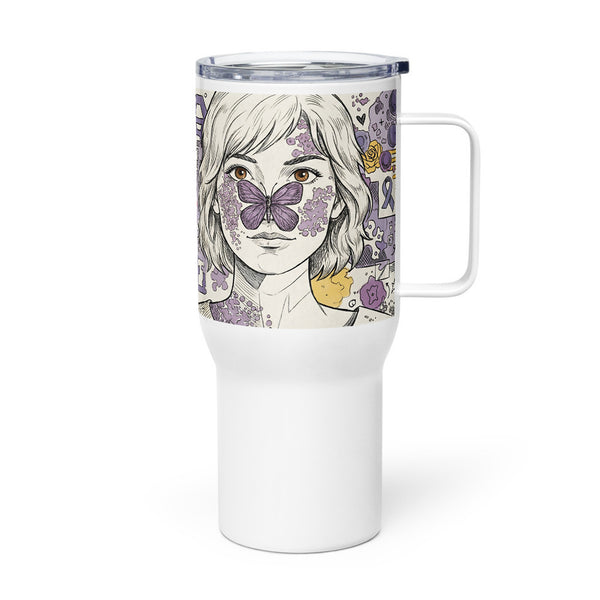 ILLTOCHILL Lupus awareness gift Travel mug with a handle – Flat Left