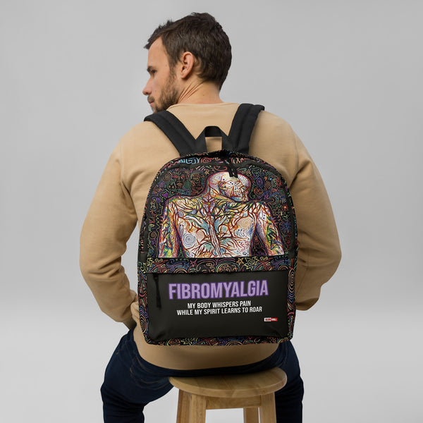 ILLTOCHILL Fibromyalgia Support Backpack – Men's Front (Black)