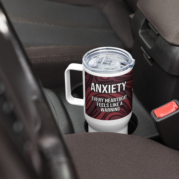 ILLTOCHILL Anxiety awareness gift Travel mug with a handle – Lifestyle Right