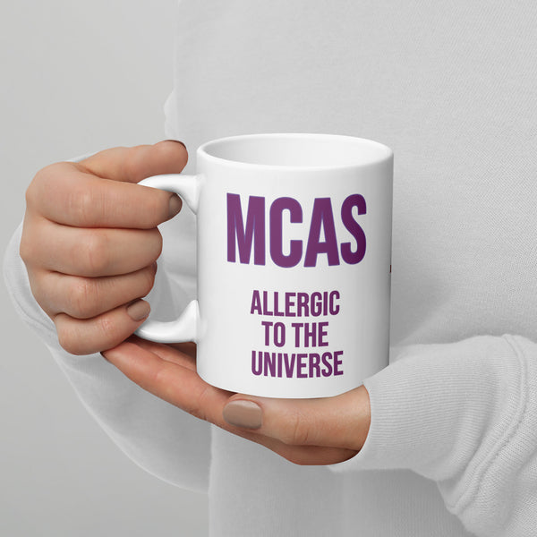 ILLTOCHILL MCAS awareness Mast cell activation syndrome gift White glossy mug – Lifestyle 3 Handle on Left