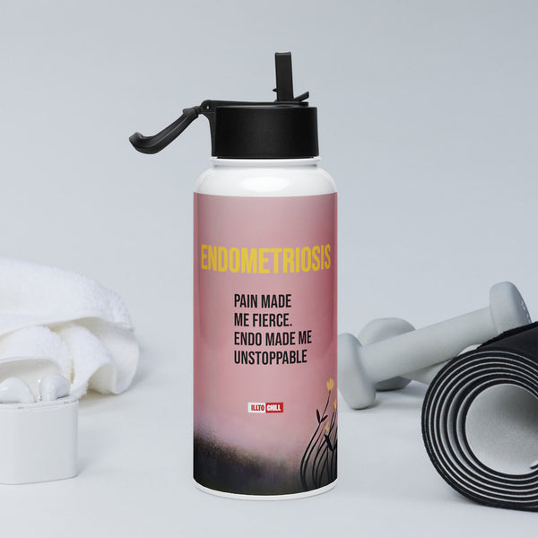 ILLTOCHILL Endometriosis awareness Endo warrior gift Stainless steel water bottle with a straw lid – Lifestyle 2 Right