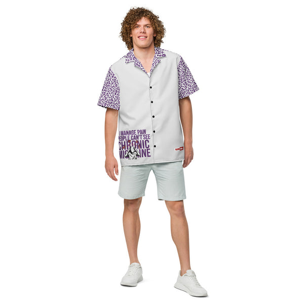 ILLTOCHILL Chronic Migraine awareness and support Unisex button shirt – Men's Front (Black)