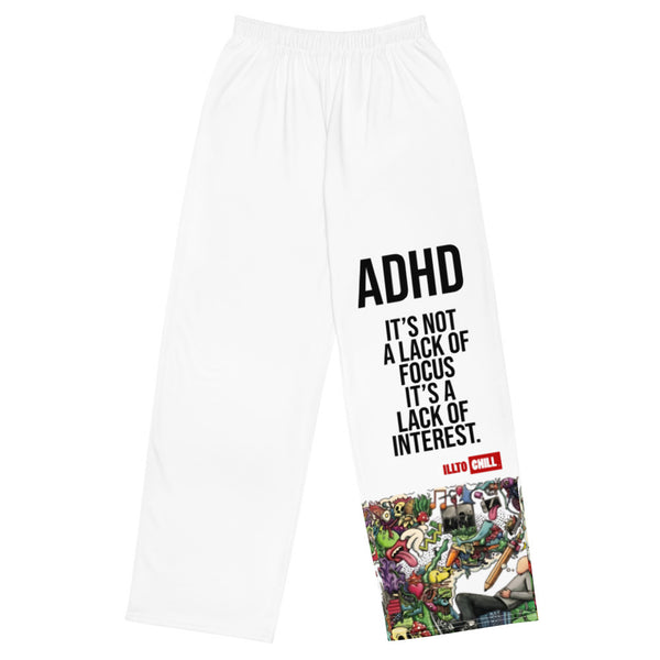 ILLTOCHILL ADHD Awareness Pants – Flat Front (White)