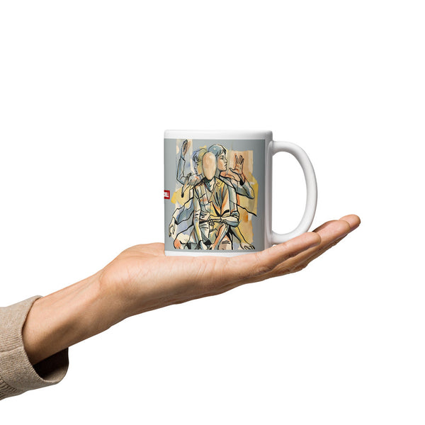 ILLTOCHILL Tourette syndrome awareness TS gift White glossy mug – Lifestyle 2, Premium Handle on Right