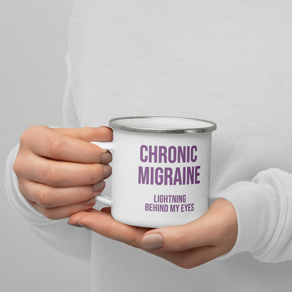ILLTOCHILL Chronic Migraine awareness and support gift Enamel Mug – Lifestyle 7 Left