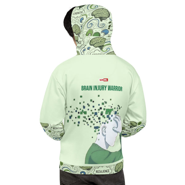 ILLTOCHILL TBI Traumatic brain injury support gift unisex heavyweight Hoodie – Men's Back (White)