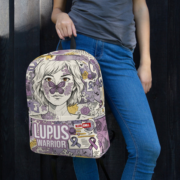 ILLTOCHILL Lupus Awareness Backpack – Women's Lifestyle Left (Clear)