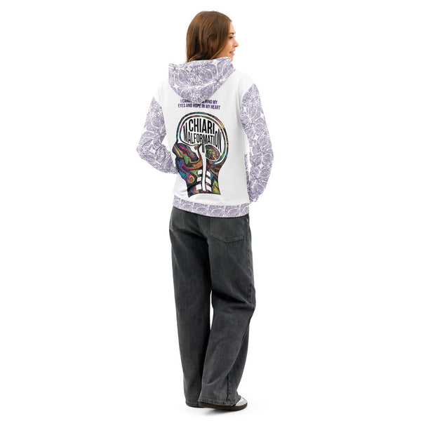 ILLTOCHILL CM Chiari Malformation awareness gift unisex cotton hoodie – Women's Back (White)