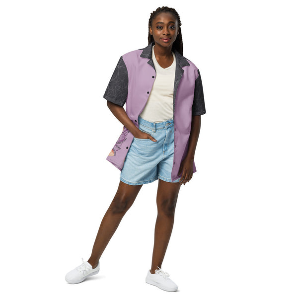 ILLTOCHILL MCAS awareness Mast cell activation syndrome Unisex button shirt – Women's Front (Black)