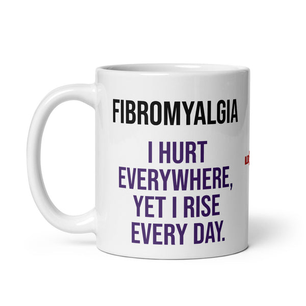 ILLTOCHILL Fibromyalgia awareness fibro gift White glossy mug – Default Handle on Left