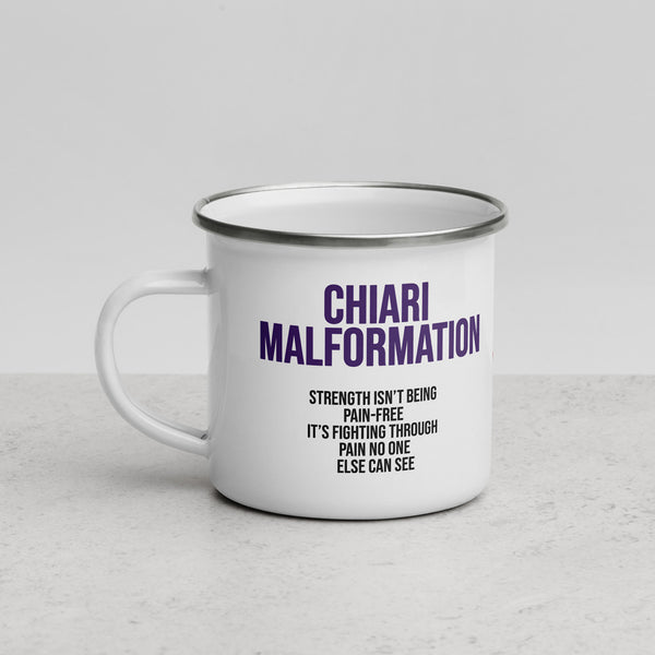 ILLTOCHILL CM Chiari Malformation awareness gift Enamel Mug – Lifestyle 3 Left