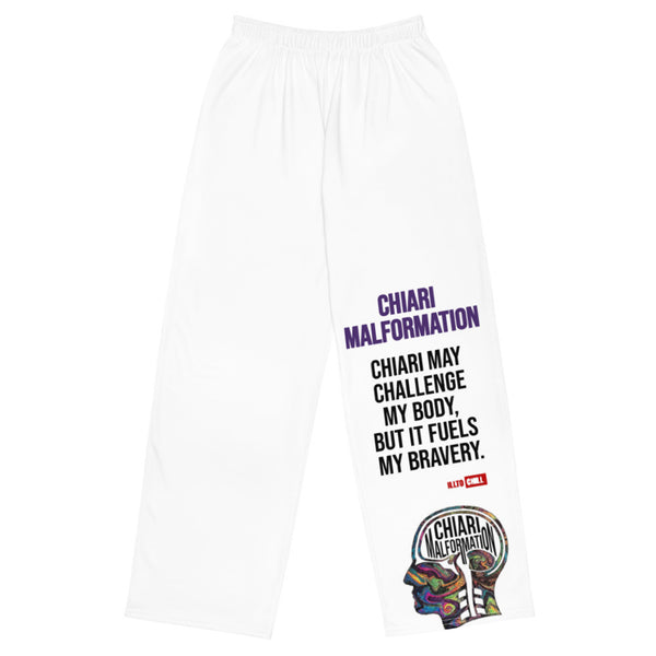 ILLTOCHILL Chiari Malformation Awareness Pants – Flat Front (White)