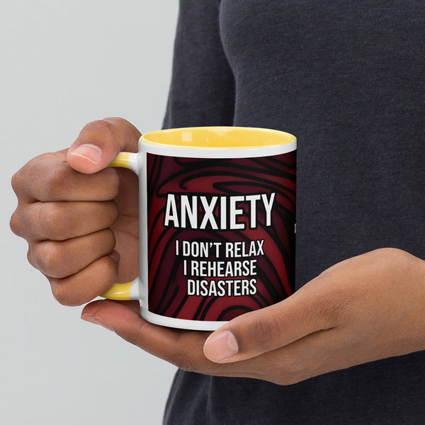 ILLTOCHILL Anxiety awareness gift Mug with Color Inside – Lifestyle 3 Left
