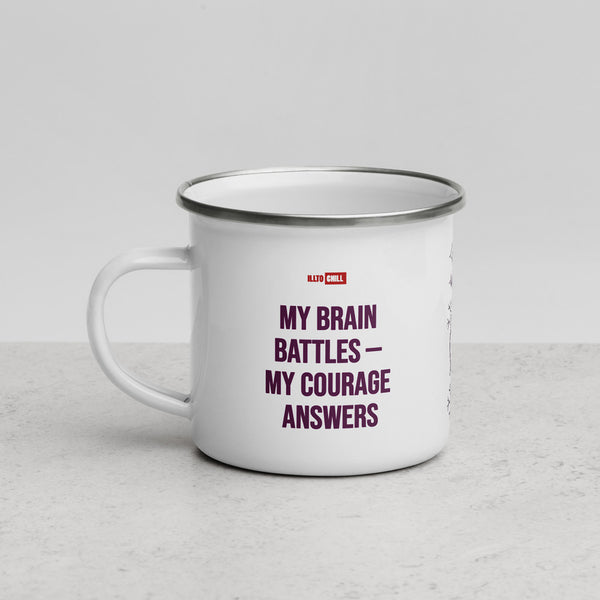 ILLTOCHILL Epilepsy awareness and support gift Enamel Mug – Lifestyle 3 Left