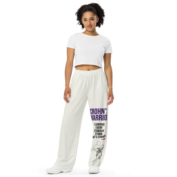 ILLTOCHILL Crohn's Disease Awareness Pants – Women's Front (White)