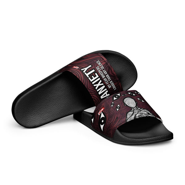 ILLTOCHILL Anxiety Awareness Women's Slides – Flat 4 Front (Anxiety Awareness Women's Slides)