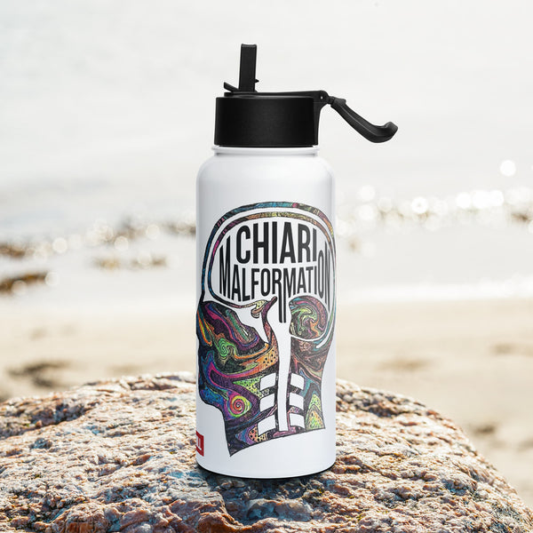 ILLTOCHILL CM Chiari Malformation awareness gift Stainless steel water bottle with a straw lid – Lifestyle 3 Left
