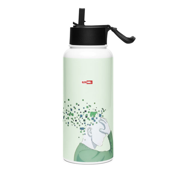 ILLTOCHILL TBI Traumatic brain injury support gift Stainless steel water bottle with a straw lid – Flat Left