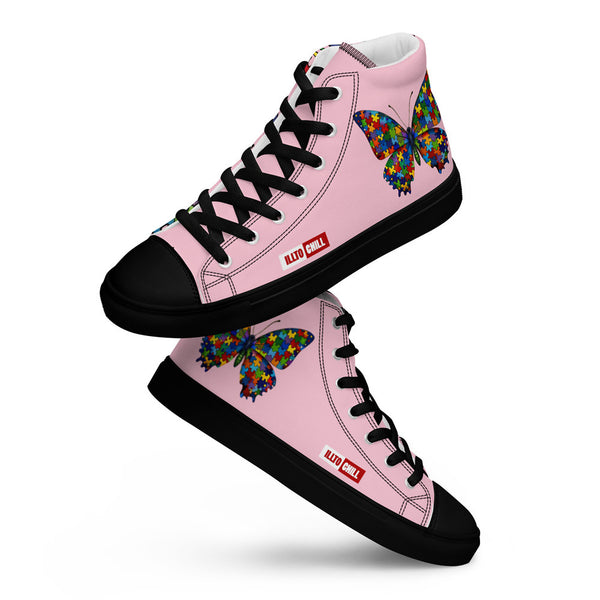 ILLTOCHILL Autism Awareness Women's High Top Shoes – Flat Lifestyle Front (Autism Awareness Women's High Top Shoes)