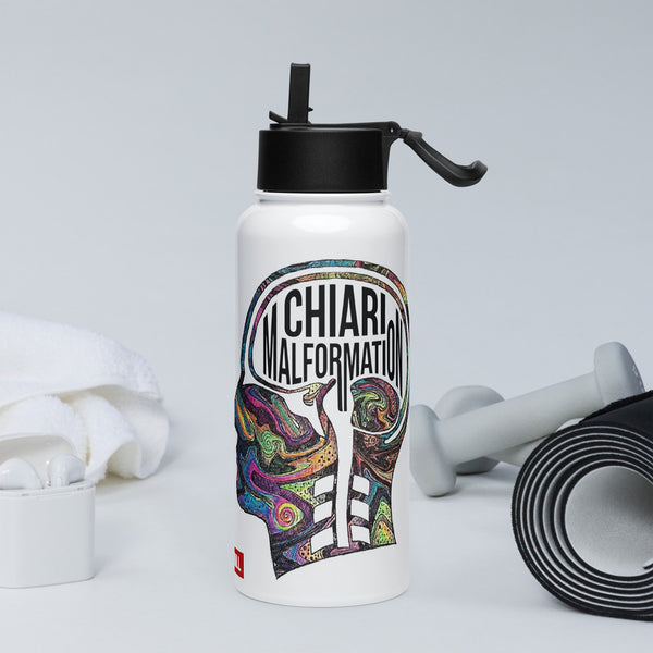 ILLTOCHILL CM Chiari Malformation awareness gift Stainless steel water bottle with a straw lid – Lifestyle 2 Left