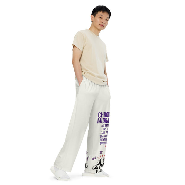 ILLTOCHILL Chronic Migraine Awareness Pants – Men's Right Front (White)