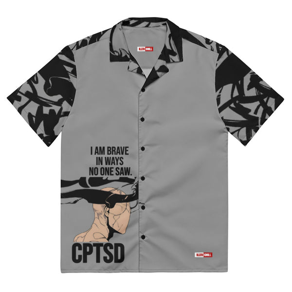 ILLTOCHILL CPTSD awareness Complex Post Traumatic Stress Disorder Unisex button shirt – Flat Front (Black)