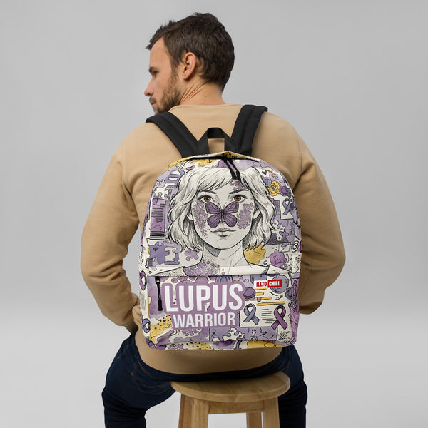 ILLTOCHILL Lupus Awareness Backpack – Men's Front (Clear)