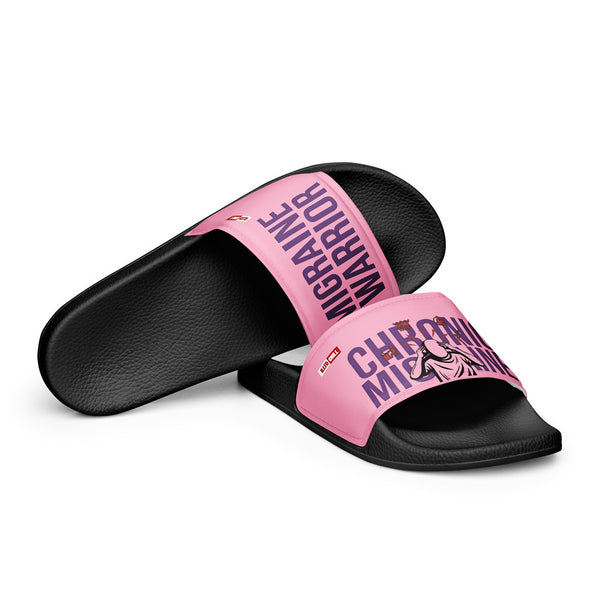 ILLTOCHILL Chronic Migraine Awareness Women's Slides – Flat 4 Front (Chronic Migraine Awareness Women's Slides)